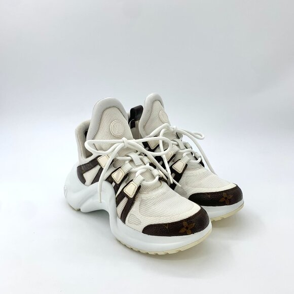 Louis Vuitton Archlight Womens Sneakers White/Brown Monogram Mesh & Leather Size - Picture 2 of 9